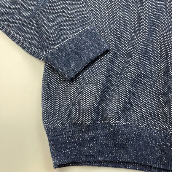 Tailor Vintage Navy Birdseye Quarter Zip Stand Collar Sweater Size Medium - Picture 4 of 9